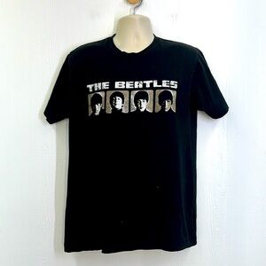Gildan - The Beatles Group Graphic Black Short Sleeve T Shirt Size Large